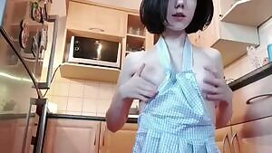 Wearing nothing but an apron