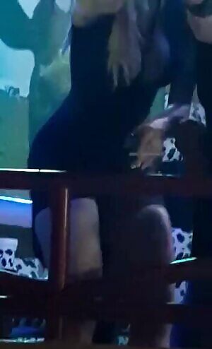 Very sexy blonde on the top dance floor forgot to wear panties