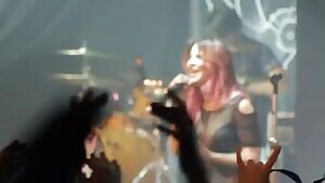 Braless jumping from this Delain concert.