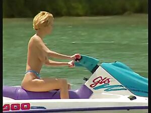 Greta gives three jet ski guys a ride