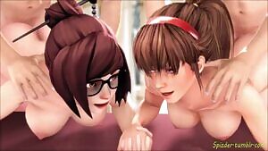 Mei And Hitomi Bent Over