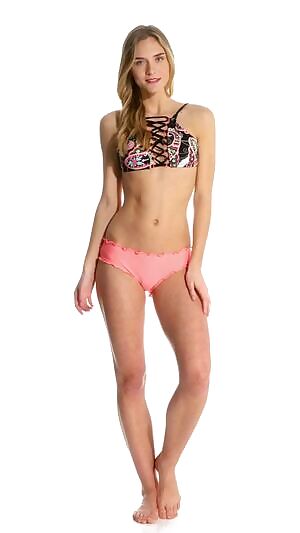 Hobie Part of Your Swirl high-neck top & Solid Ruffled hipster bottom