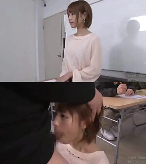 Same girl from 2 different perspectives. Teacher facefucked and facialized as revenge from lazy pupil