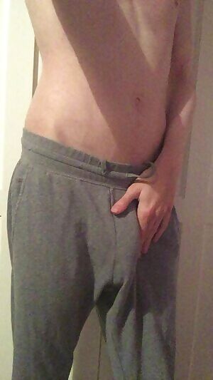 Always fun to relax in grey sweatpants