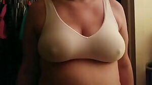 A titty drop of my bigger thanks to being pregnant chest! And the always hard nipples haha!