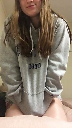 Whats under this little college freshman’s hoodie? 18