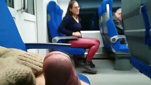 Stranger jerked and gets sucked in a train with people