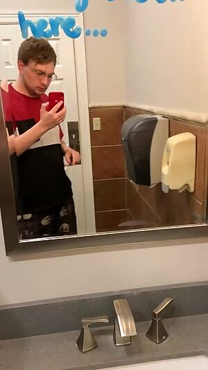 Feeling brave in the rec room bathroom!