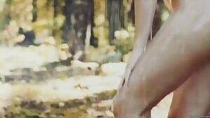 Showering in the forest