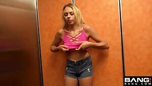 Outdoor flashing at the mall leads to pussy slamming