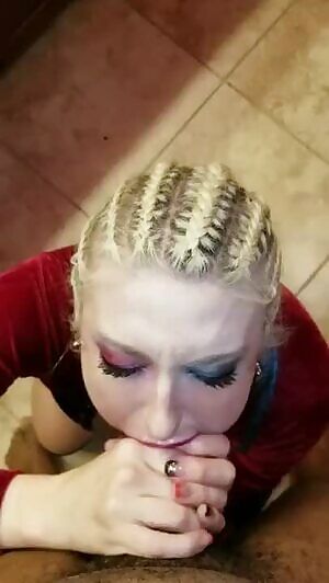 Ghetto Harley Quinn getting sloppy on a black dick