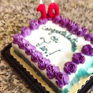 Mia gets caked