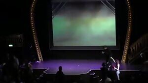 Sexy outfit for awarding. Entry of the winner on the stage!