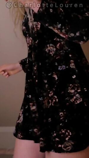 Pulling up her dress