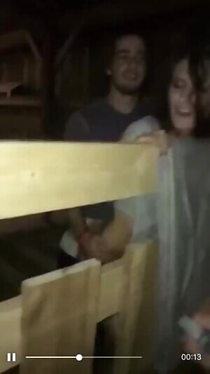 Couple having sex at party while friends watch! Blonde kisses a brunette!