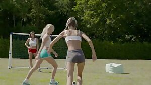 Soccer With 3 Hot Girls
