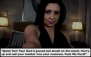 Mom ran up to her son's room when she realized her husband was out cold. Her son was always up for a hard quickie when his mother came into his room looking for one.