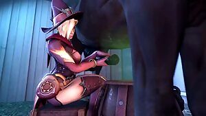 Mercy collecting some ingredients for her potion