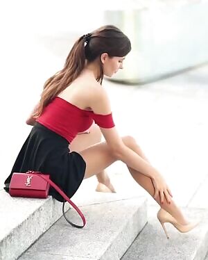 caressing her silken legs