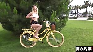 Flashing while riding the bike leads to fucking in the bike storage