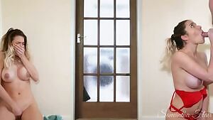 She finishes her stepdad then flicks cum at her twin!