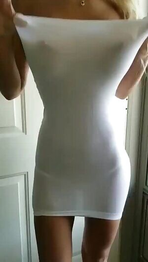 Teasing with tight dress