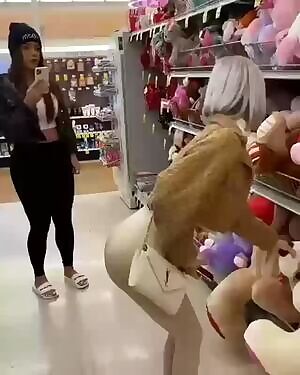 Grinding on a Teddy Bear inside a store
