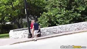 Busty Teen gives some Road Blonde Girl loves car Fucked