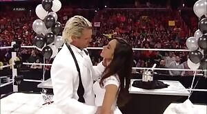 AJ Lee kissing Dolph Ziggler