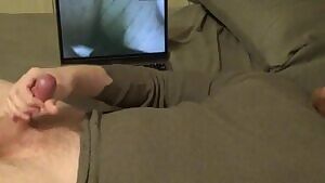 Guy Cums Watching Porn