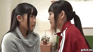 Cute lesbian seducing her friend