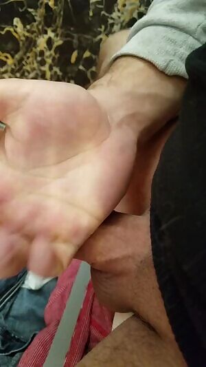 Spitting on and stroking the birthday cock