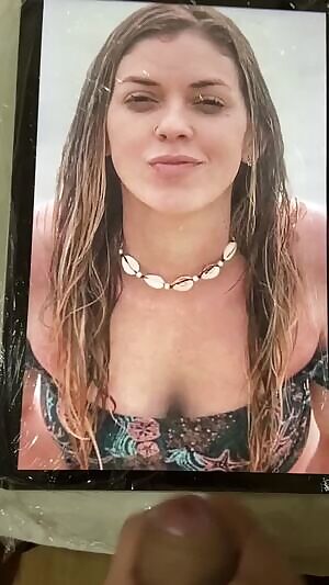 My friend asked me to tribute her new vacation photo. Yould she like my cum ropes?