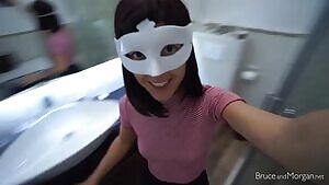 she's missing the toilet