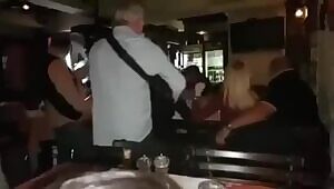Playtime in the restaurant. Italian woman gives a handjob and blowjob in a restaurant with live music !!! Nobody noticed!