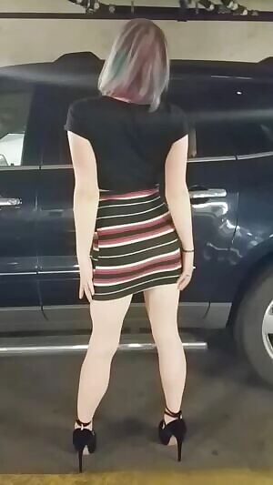 Was told this would fit in here. Showing off my plug and pussy in public :)