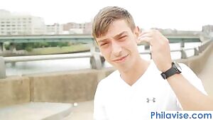 Young man running into blonde milf Alana Luv