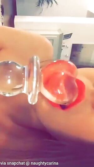 Sexy slut cleaning her buttplug