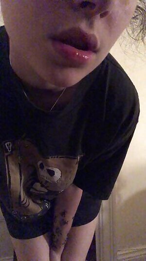 Underneath an oversized t-shirt