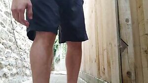 Another huge cum spray in public!