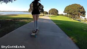 Learning to londboard, figured mini skirt w/o panties was the way to go ;)