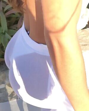 Walking in beachwear