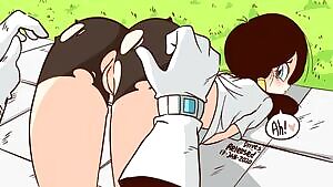 Playing with Videl’s ass